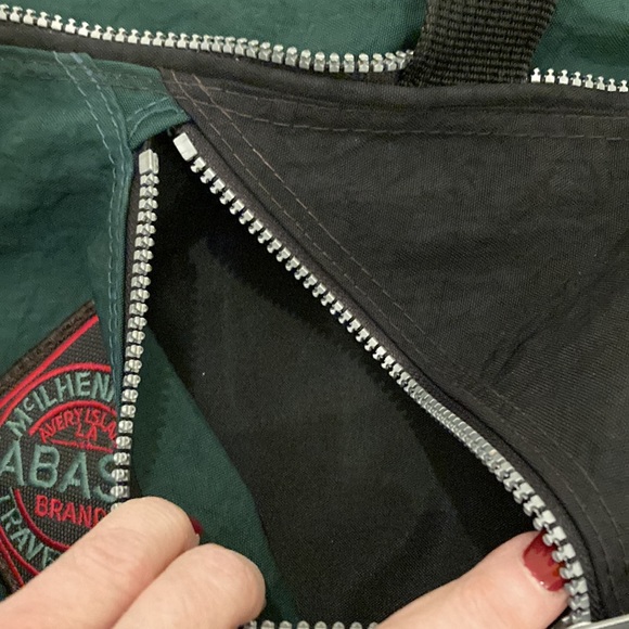 Evergreen and Black Nylon lightweight lined tote - Picture 6 of 10